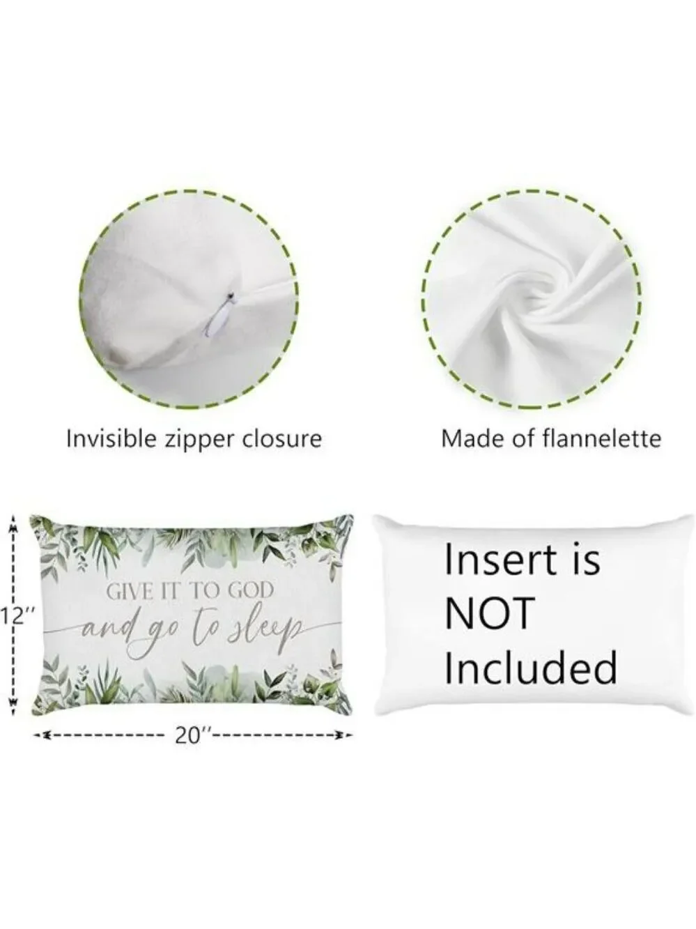 Give It to God and Go to Sleep Pillow Cover 12x20 Eucalyptus Christian Home Deco